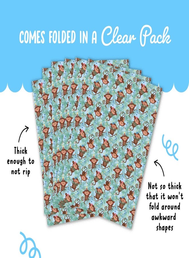 CENTRAL 23 Birthday Gift Wrap for Kids - 6 Sheets of Animal GiftWrap - Monkey - Safari Jungle Wilderness - For Boys and Girls - Comes with Fun Stickers - Recyclable - Image 4